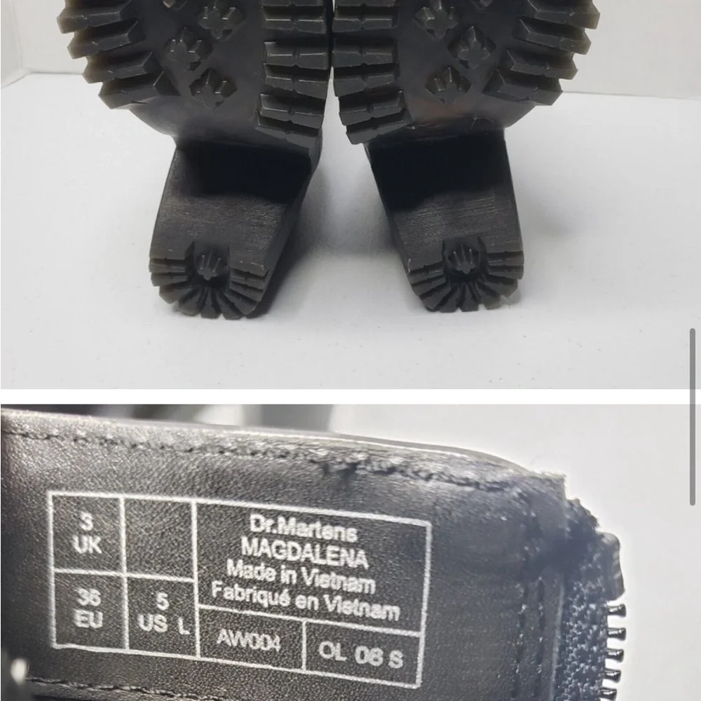 Dr. Martens Magdalena Platform Leather Heeled Boots Womens 5 Cherry Red Side Zip - Picture 4 of 7